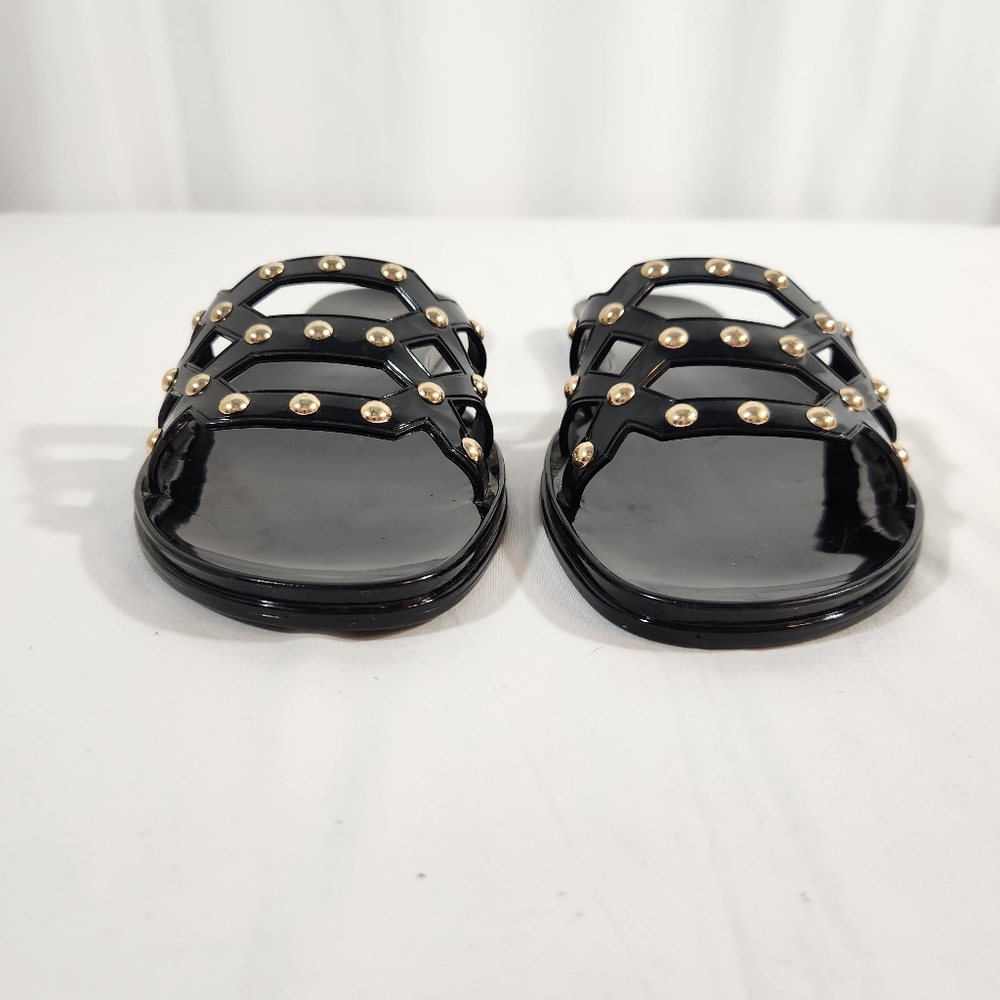 Vince Camuto Black Gold Studded Women's Slide Sandals Size 9 - Picture 4 of 6